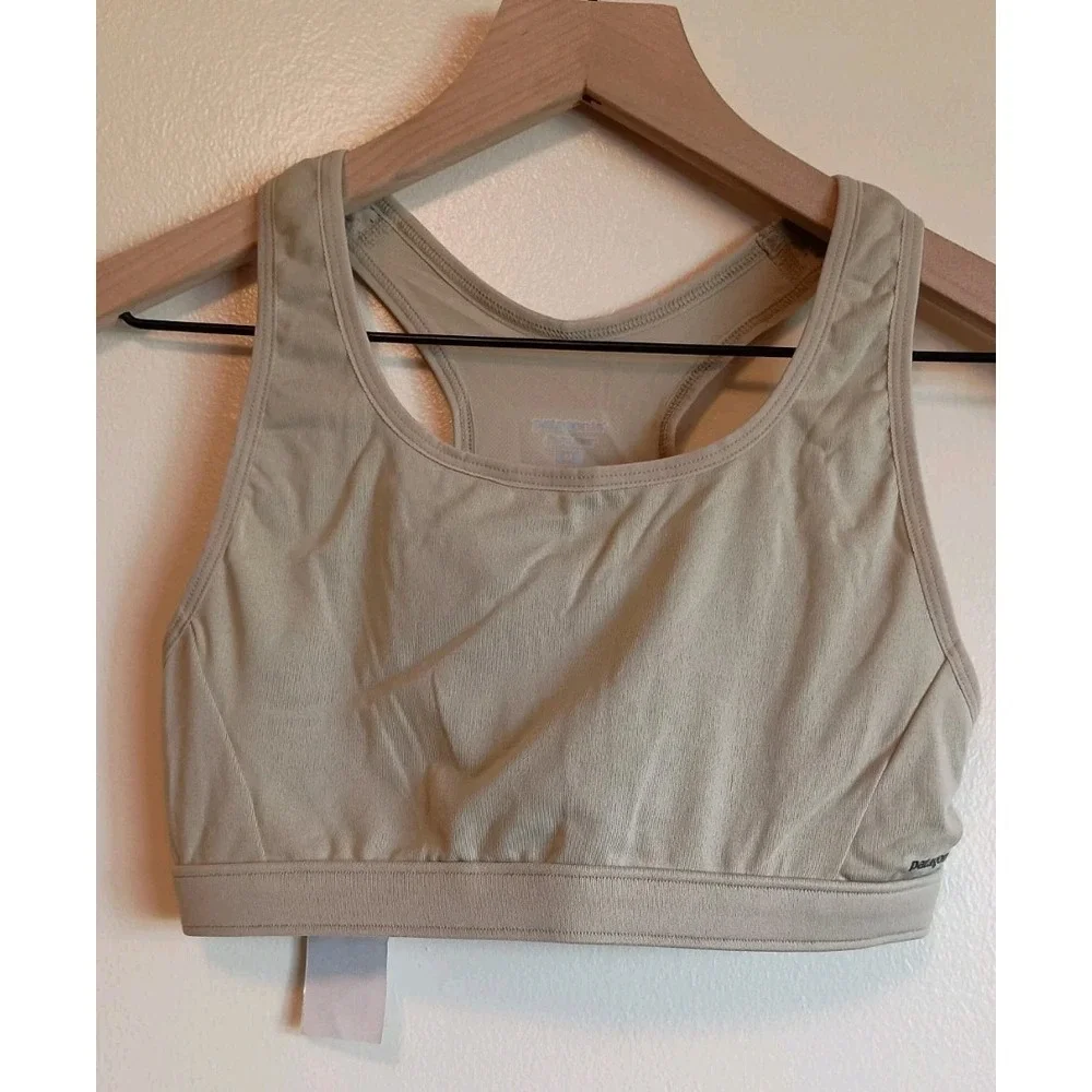 NWT Patagonia Capilene Spotter Sports Bra M Taupe Racerback Activewear